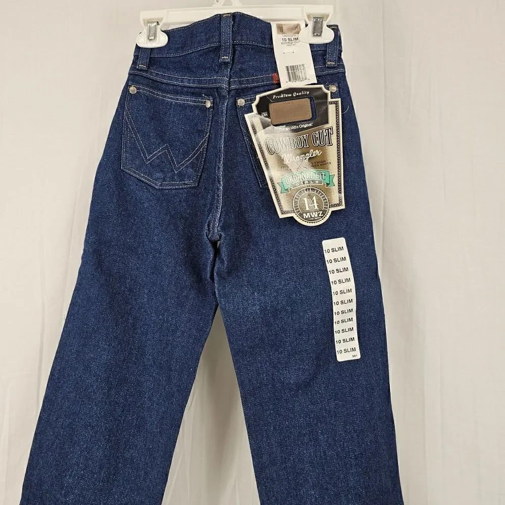 Vintage Wranglers Girls Cowboy Cut Size 10 Slim Western Rodeo Blue Jeans